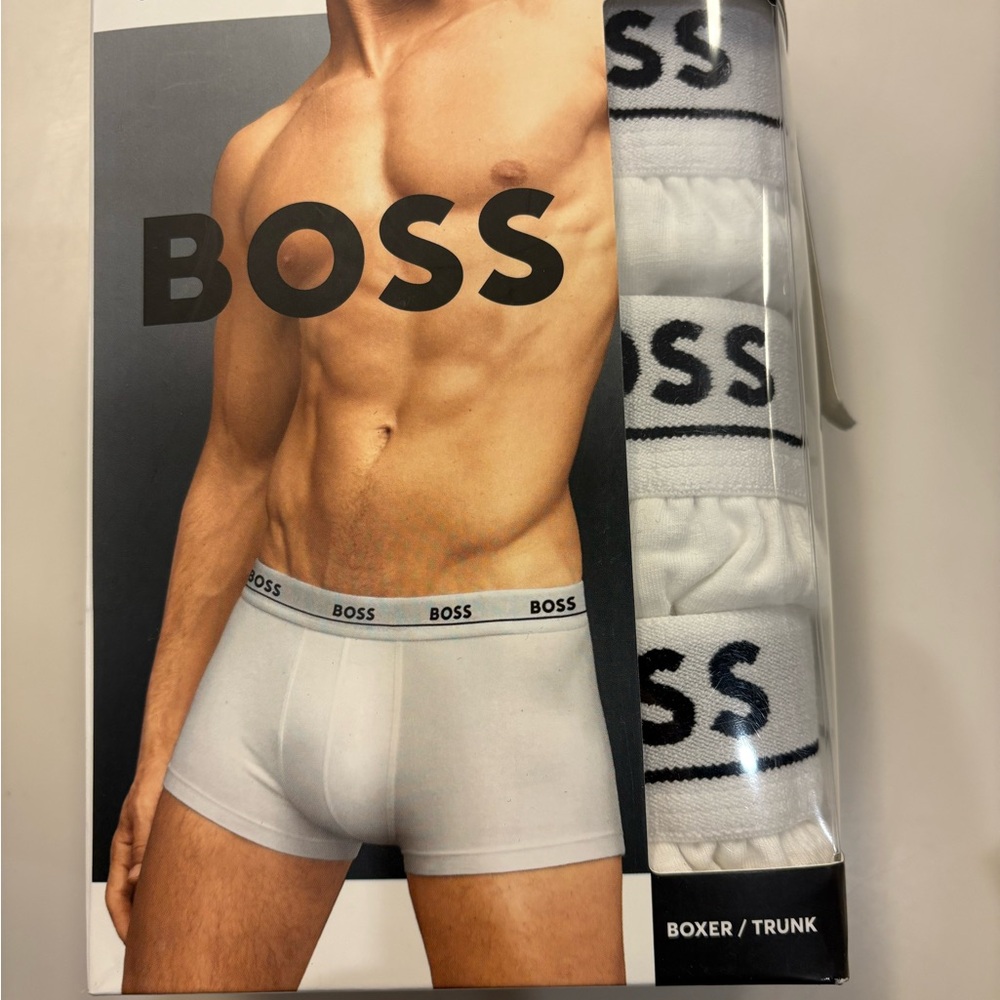 BOSS Men's White Boxer Trunks